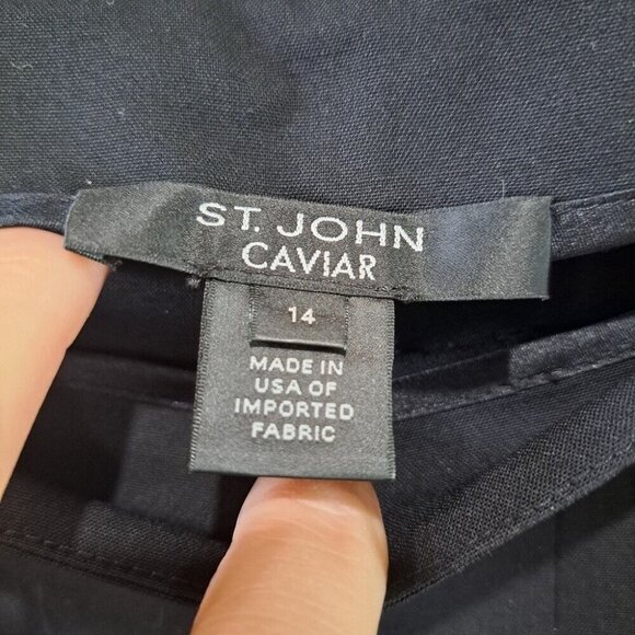 St John Caviar Size 14 Women's Black Pleated Trouser Dress Pants Side Zip Luxury - Picture 5 of 11